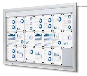 Kültéri LED információs vitrin felső kártyával 21 x A4 - T típusú, alumínium