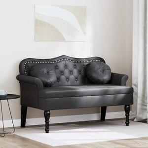 VidaXL Chesterfield Pad párnával Fekete 120,5 x 65 x 75 cm Műbőr