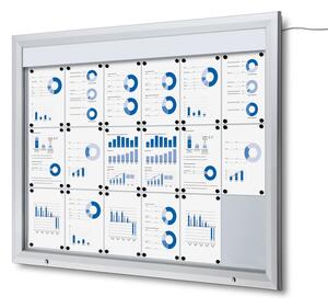 Kültéri LED információs vitrin felső kártyával 18 x A4 - T típusú, alumínium