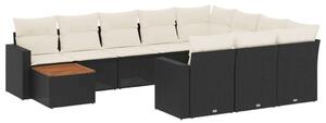 VidaXL Polyrattan Kerti Ülőgarnitúra - 11 részes - Fekete