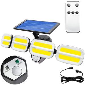LED napelemes projektor 20W, 3 világítási program, mozgásérzékelő, távirányító, IP65