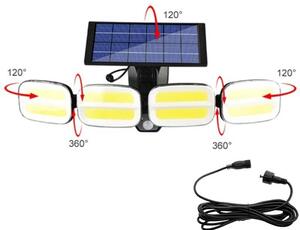 LED napelemes projektor 20W, 3 világítási program, mozgásérzékelő, távirányító, IP65