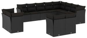 VidaXL Polyrattan Kerti Ülőgarnitúra - Fekete - 12 részes