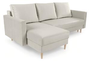Nylion kihajtható kanapé, tárolokkal - bézs Velúr Velluto 02 / lábak bükk