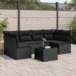 VidaXL Polyrattan Kerti Ülőgarnitúra - 7 részes - Fekete