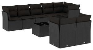VidaXL Polyrattan Kerti Ülőgarnitúra - 9 részes, Fekete