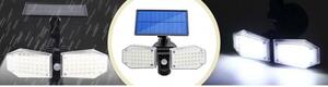 Napelemes projektor 15 W, 78 LED, mozgásérzékelő, 120 fokos szög, IP65