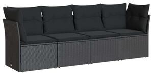 VidaXL Polyrattan Kerti Ülőgarnitúra - 4 részes - Fekete