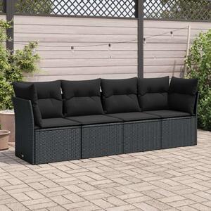 VidaXL Polyrattan Kerti Ülőgarnitúra - 4 részes - Fekete