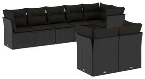 VidaXL Polyrattan Kerti Ülőgarnitúra - 8 részes - Fekete