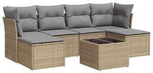 VidaXL Polyrattan Kerti Ülőgarnitúra - 7 részes - Bézs