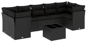 VidaXL Polyrattan Kerti Ülőgarnitúra - 8 részes - Fekete