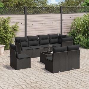 VidaXL Polyrattan Kerti Ülőgarnitúra - 9 részes - Fekete