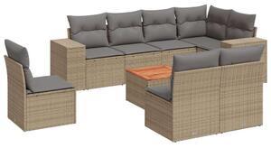VidaXL Polyrattan Kerti Ülőgarnitúra - 9 részes, Bézs