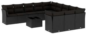 VidaXL Polyrattan Kerti Ülőgarnitúra - 12 részes - Fekete