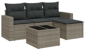 VidaXL Polyrattan Kerti Ülőgarnitúra - 5 részes - Szürke