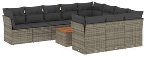 VidaXL Polyrattan Kerti Ülőgarnitúra - 11 részes - Szürke