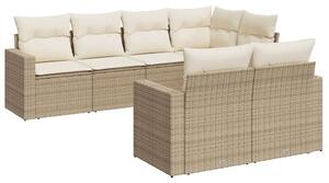 VidaXL Polyrattan Kerti Ülőgarnitúra - 7 részes - Bézs