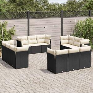 VidaXL Polyrattan Kerti Ülőgarnitúra - 12 részes - Fekete