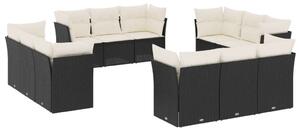 VidaXL Polyrattan Kerti Ülőgarnitúra - 12 részes - Fekete