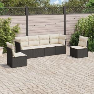 VidaXL Polyrattan Kerti Ülőgarnitúra - 6 részes, Fekete
