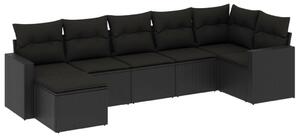 VidaXL Polyrattan Kerti Ülőgarnitúra - 7 részes - Fekete