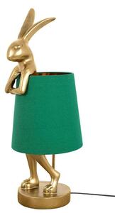 KARE Design Rabbit Asztali Lámpa Arany Zöld Vászon Ernyővel 68cm