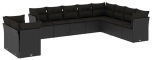 VidaXL Polyrattan Kerti Ülőgarnitúra - Fekete - 10 részes