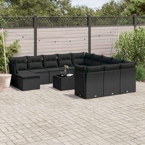 VidaXL Polyrattan Kerti Ülőgarnitúra - 13 részes - Fekete