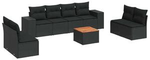 VidaXL Polyrattan Kerti Ülőgarnitúra - 9 részes - Fekete