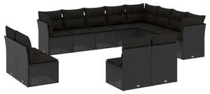VidaXL Polyrattan Kerti Ülőgarnitúra - 12 részes - Fekete