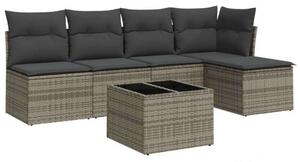 VidaXL Polyrattan Kerti Ülőgarnitúra - 6 részes - Szürke