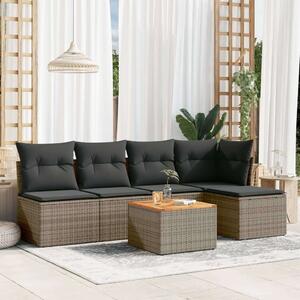VidaXL Polyrattan Kerti Ülőgarnitúra - 6 részes - Szürke
