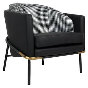 King Home Gubi Modern Fotel Műbőr Fekete-Fehér Pepita Arany Díszítéssel