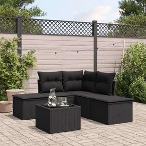 VidaXL Polyrattan Kerti Ülőgarnitúra - 6 részes - Fekete