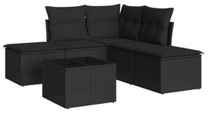 VidaXL Polyrattan Kerti Ülőgarnitúra - 6 részes - Fekete