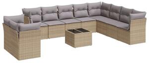 VidaXL 11 részes bézs polyrattan kerti ülőgarnitúra párnákkal
