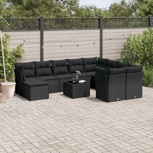 VidaXL Polyrattan Kerti Ülőgarnitúra - 11 részes - Fekete