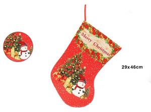 Karácsonyi dekoráció, zokni , Merry Christmas nyomtatás, 24 x 46 cm