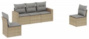 VidaXL 5 részes Polyrattan Kerti Ülőgarnitúra - Bézs