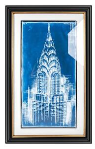 King Home Art Deco Chrysler Épület Kék-Fehér Keretezett Művészeti Nyomat
