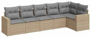 VidaXL Polyrattan Kerti Ülőgarnitúra - 6 részes - Bézs