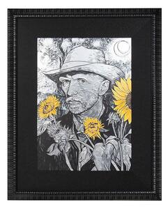 King Home Van Sunflower Művészi Nyomat Fekete Keretben