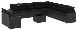 VidaXL Polyrattan Kerti Ülőgarnitúra - 12 részes - Fekete