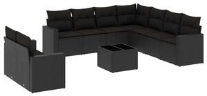 VidaXL Polyrattan Kerti Ülőgarnitúra - 10 részes - Fekete