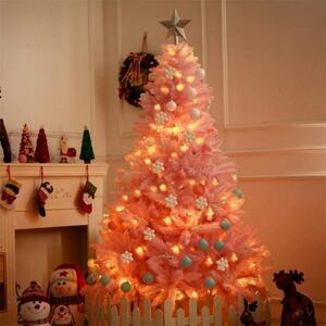 Procart Karácsonyi műfenyő, rózsaszín színű, 180 cm magas, fehér állvánnyal