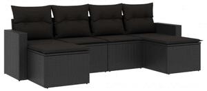 VidaXL Polyrattan Kerti Ülőgarnitúra - 6 részes - Fekete