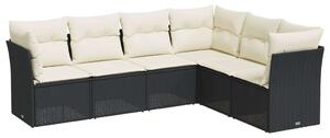 Polyrattan Kerti Ülőgarnitúra - 6 részes - Fekete