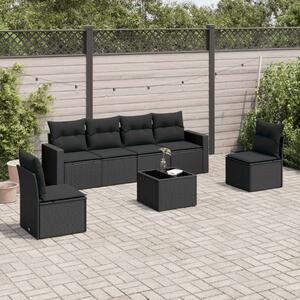 VidaXL Polyrattan Kerti Ülőgarnitúra - 7 részes - Fekete