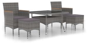 VidaXL 5 részes Kerti Étkezőgarnitúra - Szürke Polyrattan